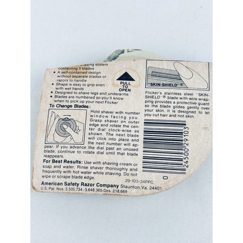 Vintage Green Flicker razor 5 blades Made in‎ Virginia USA - Broken Seal